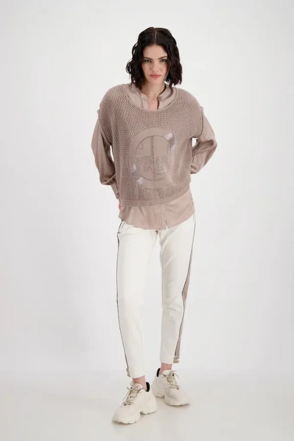 Pull Col Rond Sans Manches Motif Placé Strass – Image 5