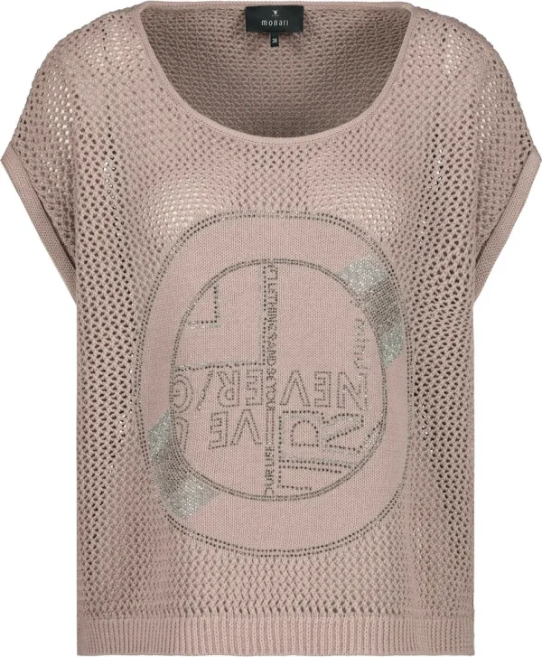 Pull Col Rond Sans Manches Motif Placé Strass – Image 6