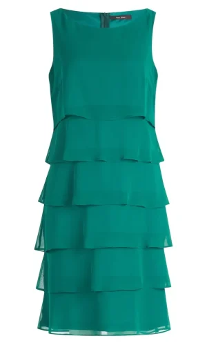 Robe Longueur Genoux Col Rond Sans Manches Volants étages