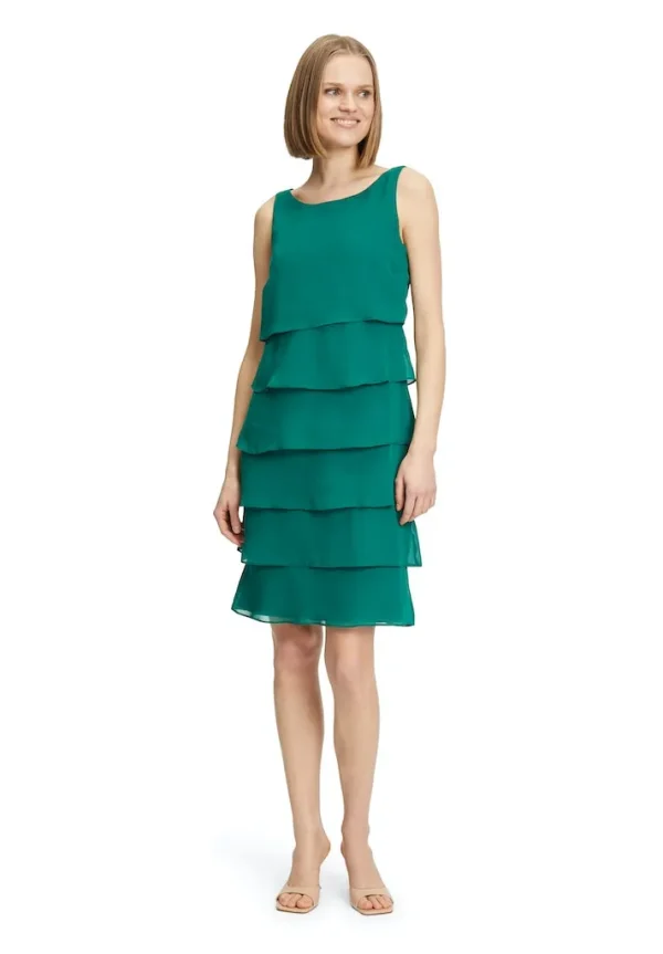 Robe Longueur Genoux Col Rond Sans Manches Volants étages – Image 4