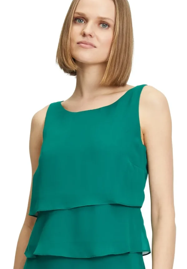 Robe Longueur Genoux Col Rond Sans Manches Volants étages – Image 6
