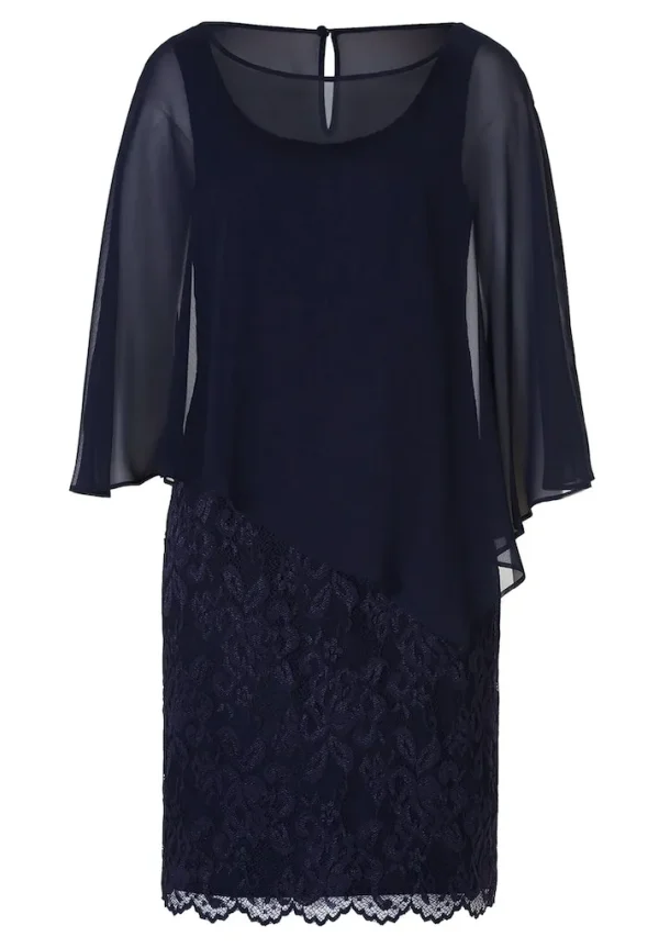 Robe Longueur Genoux Dentelle Voile Cache épaule