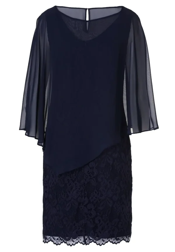 Robe Longueur Genoux Dentelle Voile Cache épaule – Image 5