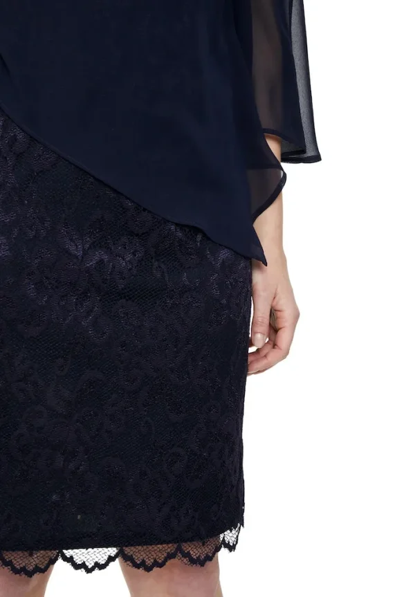 Robe Longueur Genoux Dentelle Voile Cache épaule – Image 7