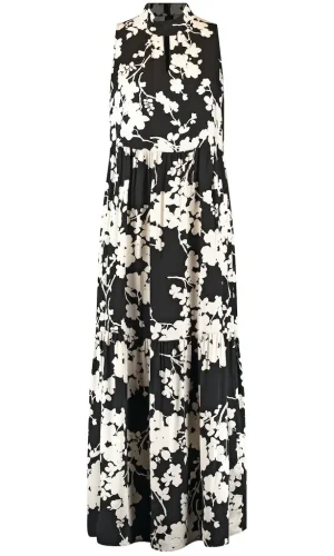 Robe Longue Col V Sans Manches Imprimée