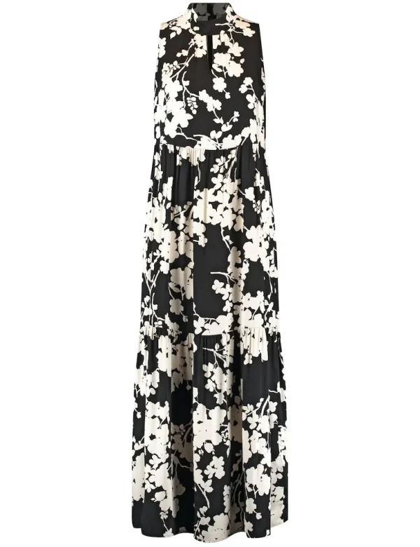Robe Longue Col V Sans Manches Imprimée