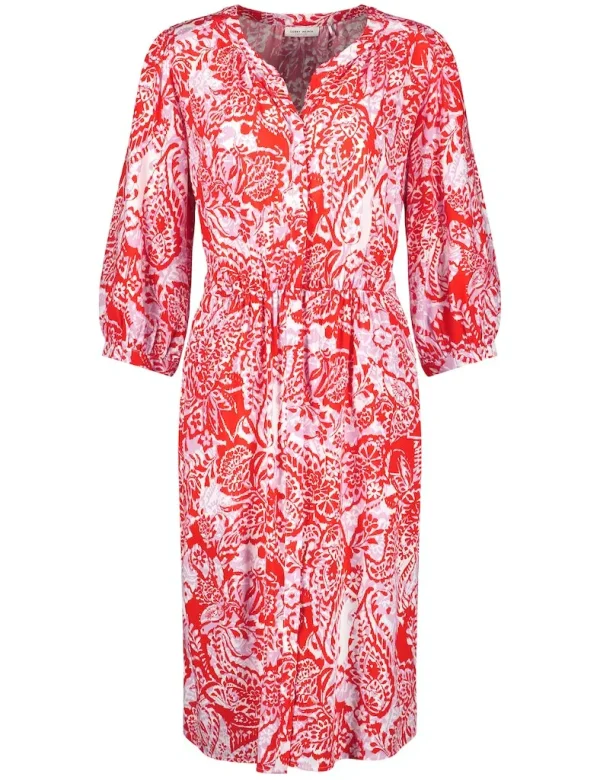 Robe Chemise Longueur Genoux Manches Longues Taille élastique Imprimée
