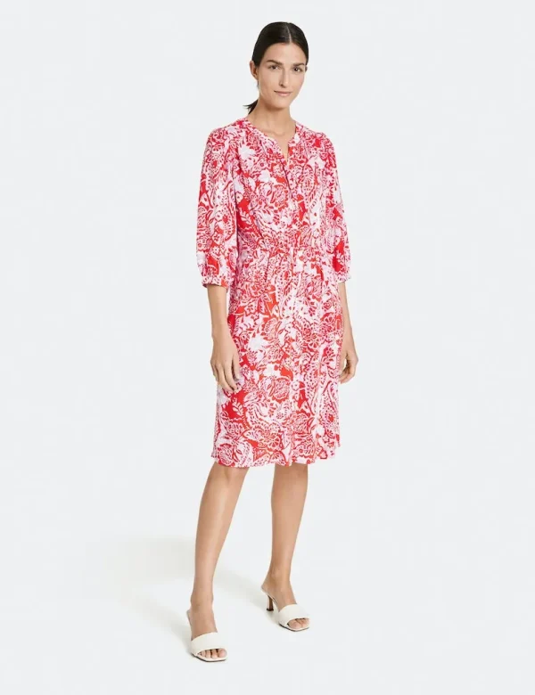 Robe Chemise Longueur Genoux Manches Longues Taille élastique Imprimée – Image 3