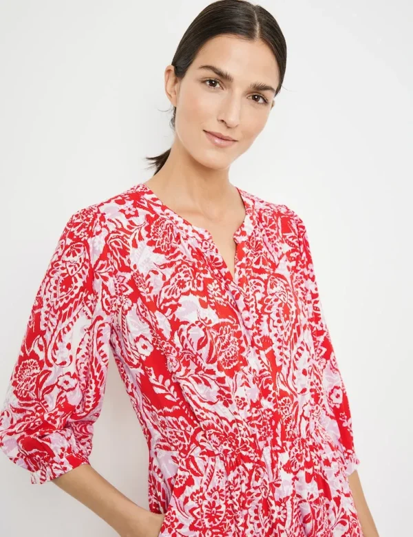 Robe Chemise Longueur Genoux Manches Longues Taille élastique Imprimée – Image 4