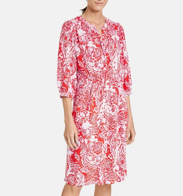 Robe Chemise Longueur Genoux Manches Longues Taille élastique Imprimée – Image 5