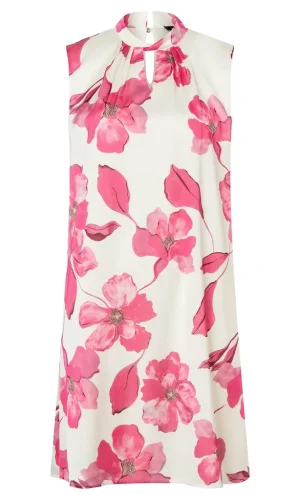 Robe Longueur Genoux Col V Sans Manches évasée Imprimée