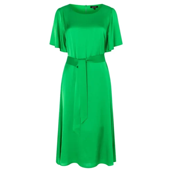 Robe Midi Col Rond Manches Courtes Cintrée Fluide Unie