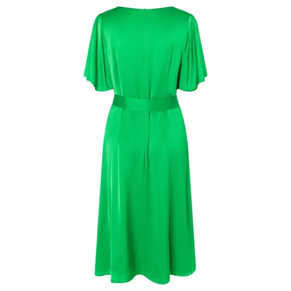Robe Midi Col Rond Manches Courtes Cintrée Fluide Unie – Image 2