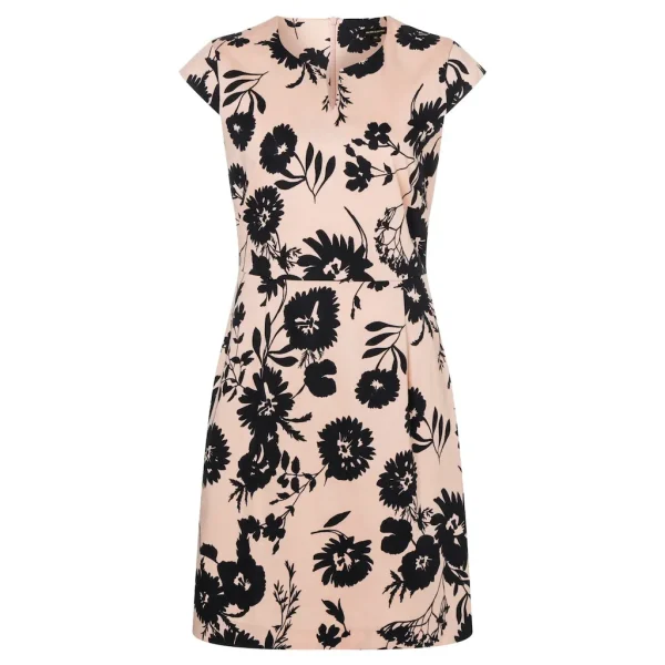 Robe Longueur Genoux Col V Manches Courtes Droite Imprimée