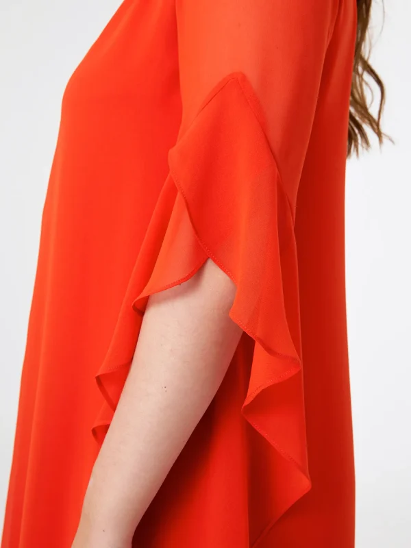 Robe Longueur Genoux Col V Manches Trois-quarts Fluide – Image 5