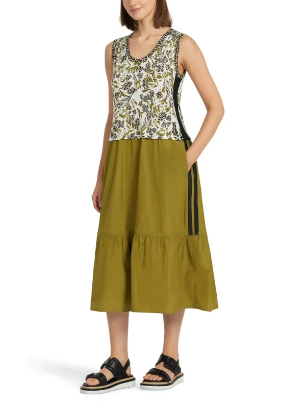 Robe Longue Sans Manches Col Rond Bimatière Imprimée Et Unie – Image 2