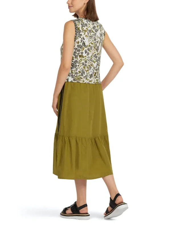 Robe Longue Sans Manches Col Rond Bimatière Imprimée Et Unie – Image 3