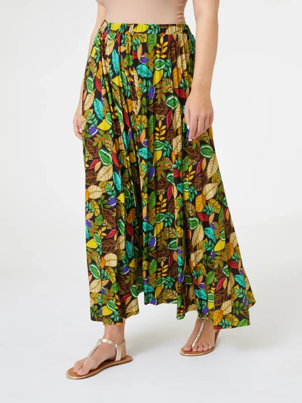 Jupe Longue Taille élastique Plissée Fluide Imprimé Floral – Image 2
