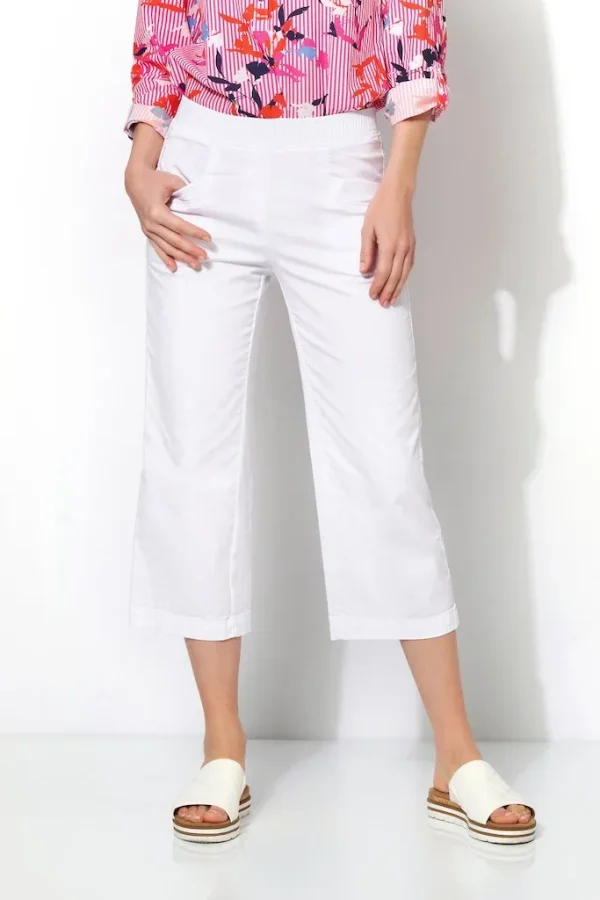 Pantalon Sept-huitième Taille Moyenne élastique Uni Deux Poches – Image 2