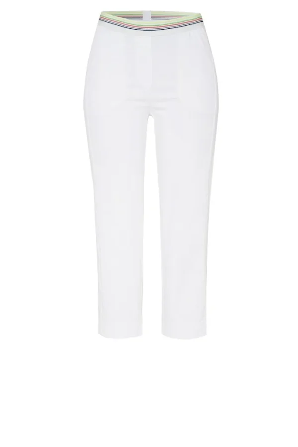 Pantalon Sept-huitième Taille Moyenne élastique Uni Quatres Poches