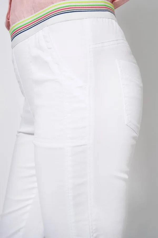 Pantalon Sept-huitième Taille Moyenne élastique Uni Quatres Poches – Image 4