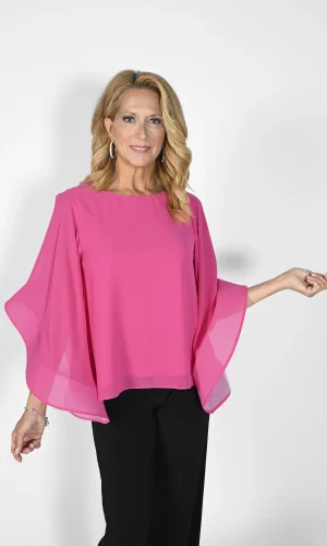 Blouse Col Rond Manches Longues Papillons