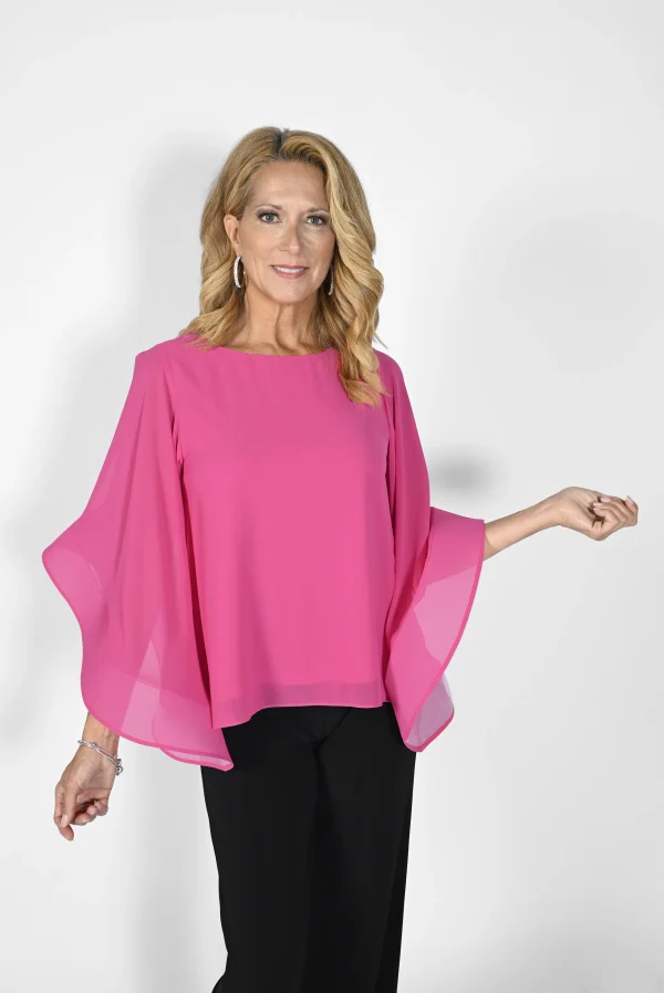 Blouse Col Rond Manches Longues Papillons