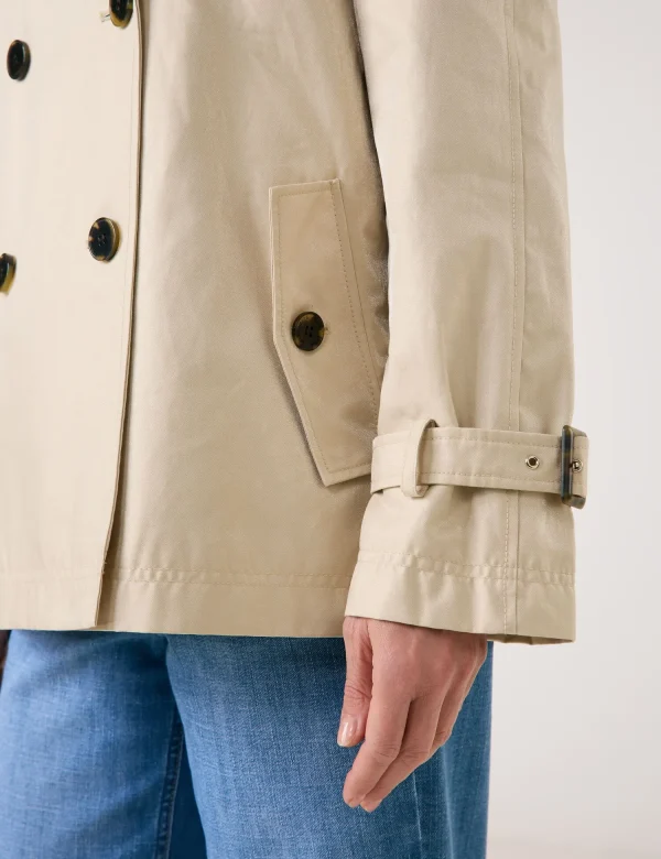 Trench Court Manches Longues Croisé Boutonné Deux Poches Uni Irisé – Image 5