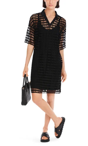 Robe Longueur Genoux Col Polo Droite Ajourée