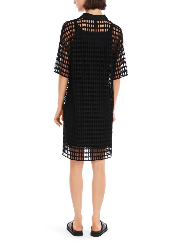 Robe Longueur Genoux Col Polo Droite Ajourée – Image 2