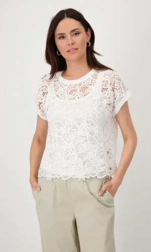 Blouse Col Rond Manches Courtes Broderies Anglaises