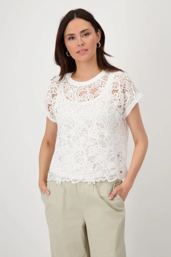 Blouse Col Rond Manches Courtes Broderies Anglaises