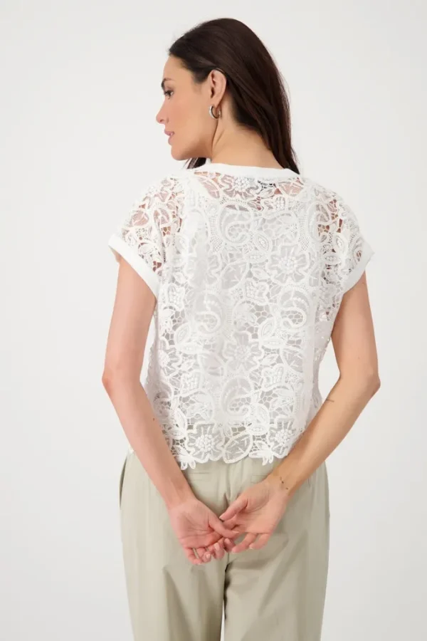 Blouse Col Rond Manches Courtes Broderies Anglaises – Image 3