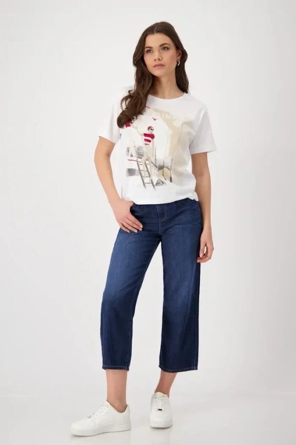 Tee Shirt Col Rond Manches Courtes Motif Placé – Image 5