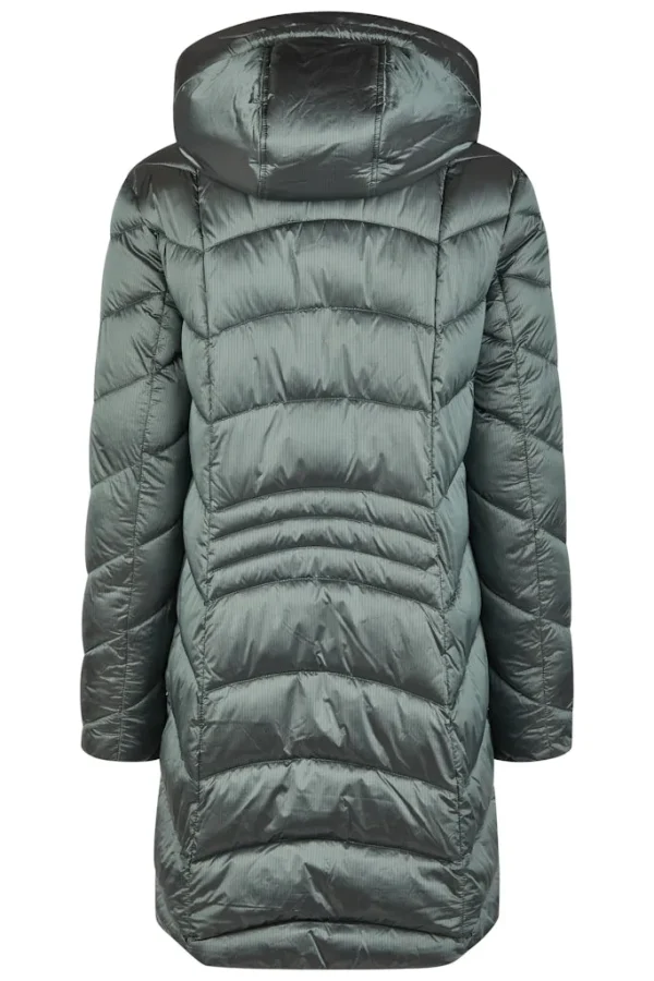 Parka Mi-longue Col Montant Manches Longues Deux Poches à Capuche Amovible Zippée Pressions Unie – Image 2
