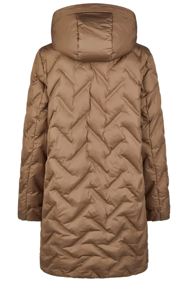 Parka Mi-longue Col Montant Manches Longues Deux Poches à Capuche Amovible Zippée Unie – Image 2