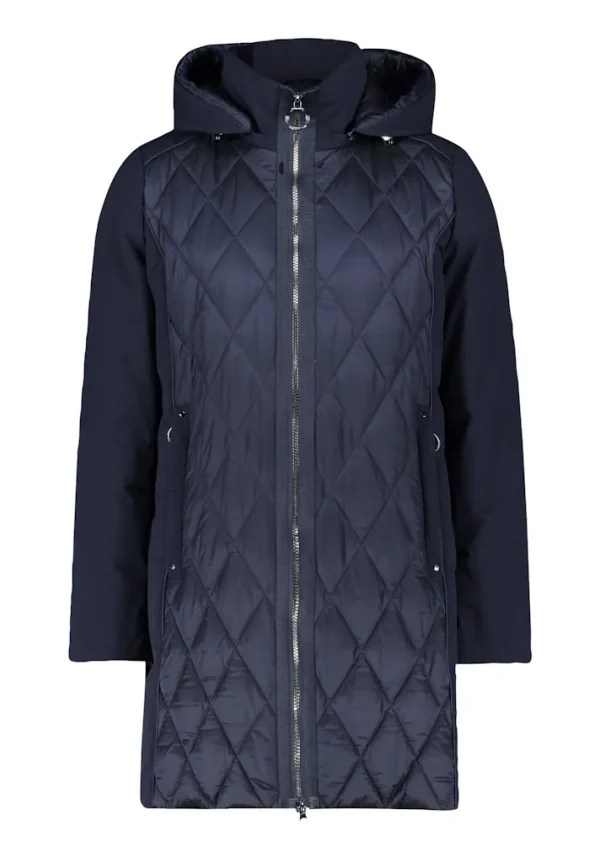 Parka Mi-longue Manches Longues Zippée à Capuche Amovible Deux Poches Bimatière Unie – Image 7
