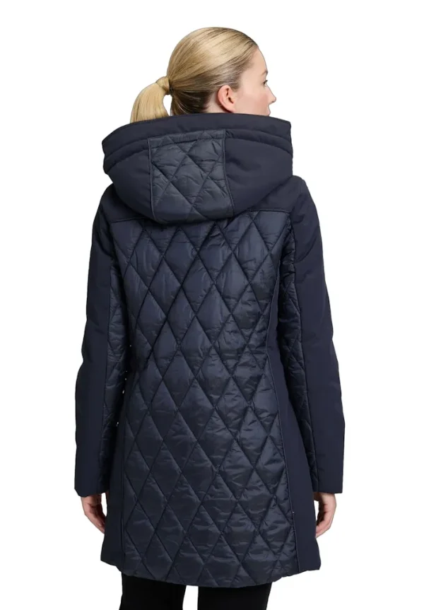 Parka Mi-longue Manches Longues Zippée à Capuche Amovible Deux Poches Bimatière Unie – Image 2