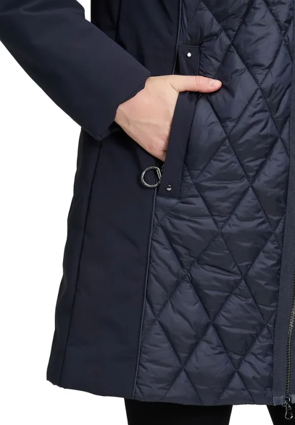 Parka Mi-longue Manches Longues Zippée à Capuche Amovible Deux Poches Bimatière Unie – Image 5