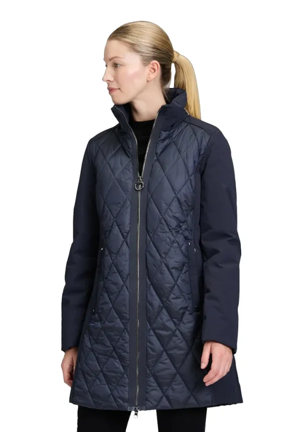 Parka Mi-longue Manches Longues Zippée à Capuche Amovible Deux Poches Bimatière Unie – Image 6