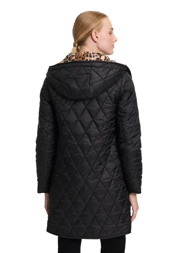 Parka Mi-longue Manches Longues Zippée Réversible Deux Poches  Imprimé Léopard Et Unie à Capuche – Image 2