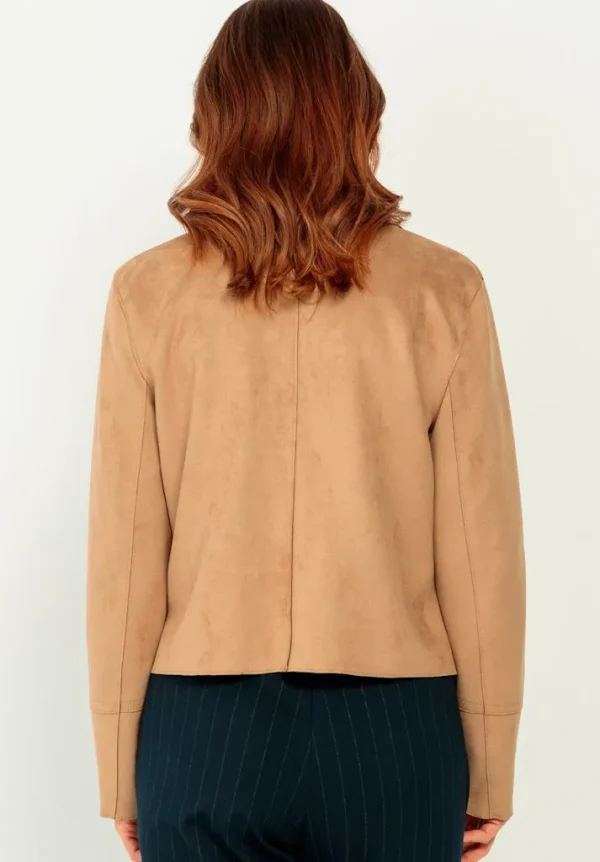 Veste Manches Longues Boutonnée Deux Poches Plaquées Suedine Unie – Image 2