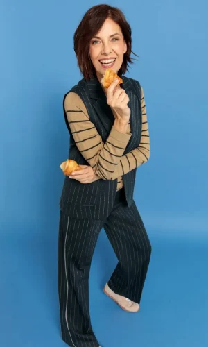 Blazer Sans Manches Deux Poches Boutonné Rayé