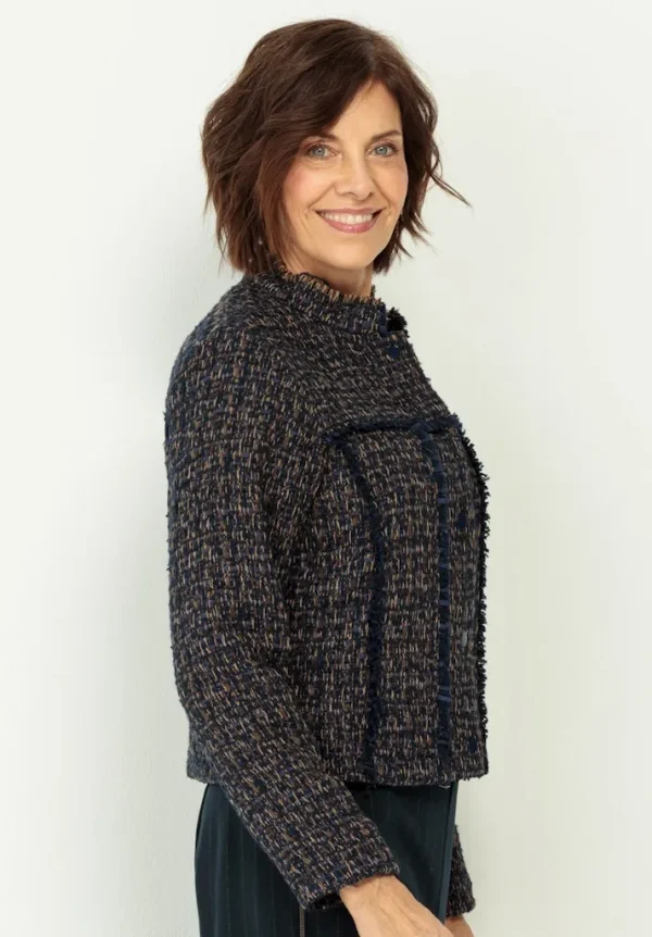 Veste Manches Longues Fermeture Pressions Tweed Franges – Image 3