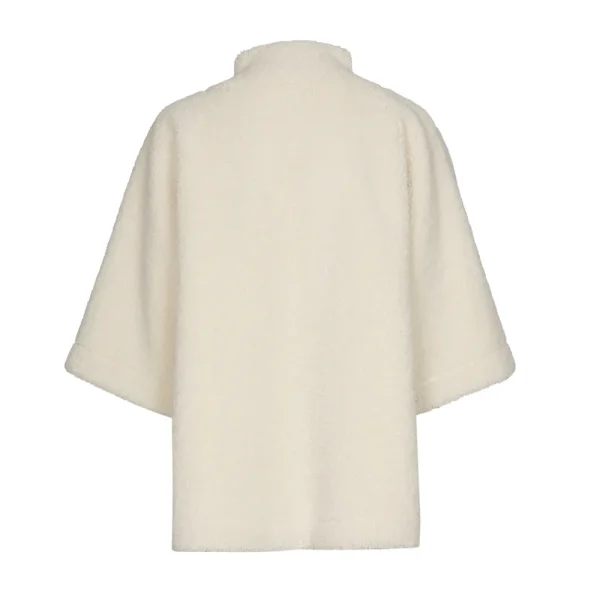 Veste Kimono Mi-longue Manches Trois-quarts Bord à Bord Deux Poches Peau Lainé Vegan  Réversible – Image 4