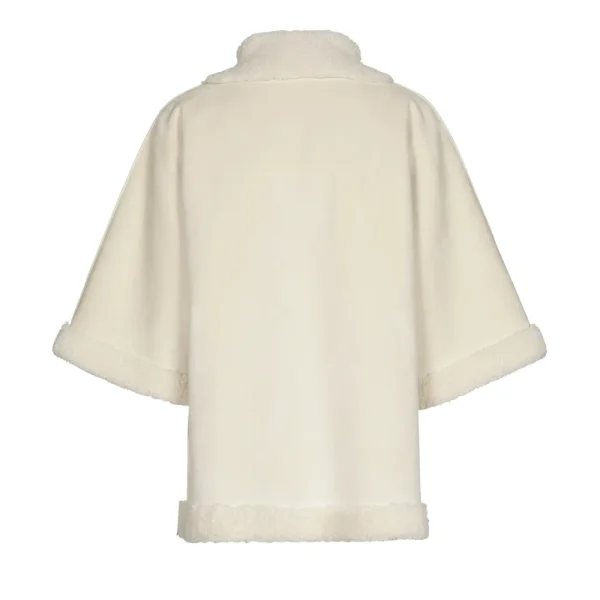 Veste Kimono Mi-longue Manches Trois-quarts Bord à Bord Deux Poches Peau Lainé Vegan  Réversible – Image 6