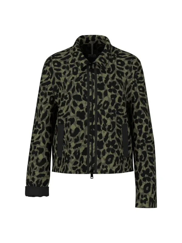 Blouson Col Polo Manches Longues Zippé Deux Poches Imprimé Léopard All Over – Image 7
