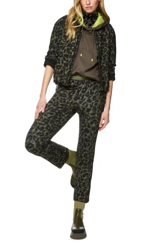 Blouson Col Polo Manches Longues Zippé Deux Poches Imprimé Léopard All Over