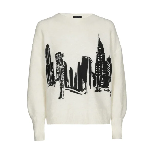 Pull Col Rond Manches Longues Motif Placé New York – Image 3