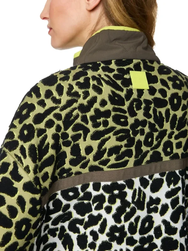 Sweat Col Montant Manches Longues Bimatière Deux Poches Zippées Imprimé Léopard – Image 5